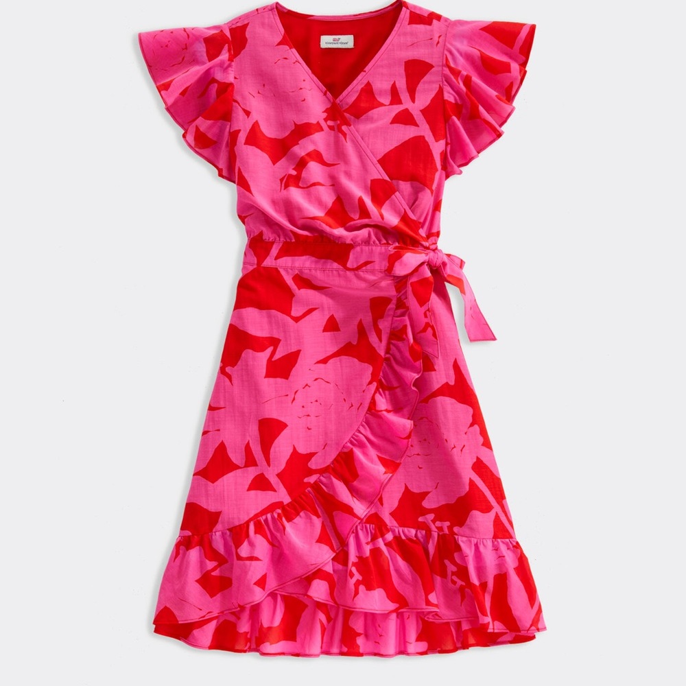 Vineyard Vines Girls' Tropical Floral Wrap Dress | 12